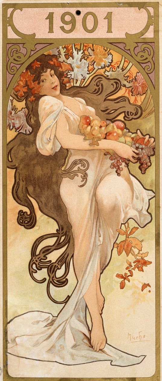 1901 yılı için takvim, c1900. by Alphonse Mucha