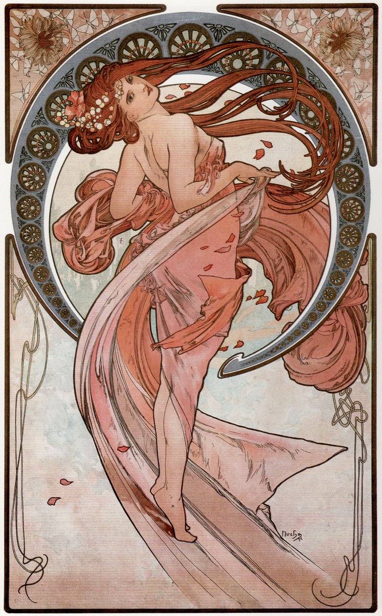 The Arts dizisinden dans, 1898 by Alphonse Mucha