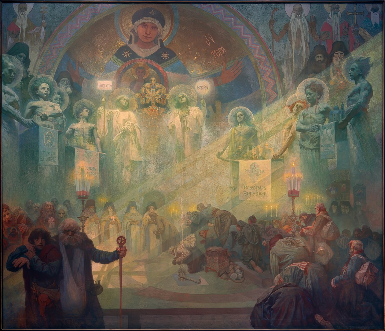 Kutsal Athos Dağı by Alphonse Mucha