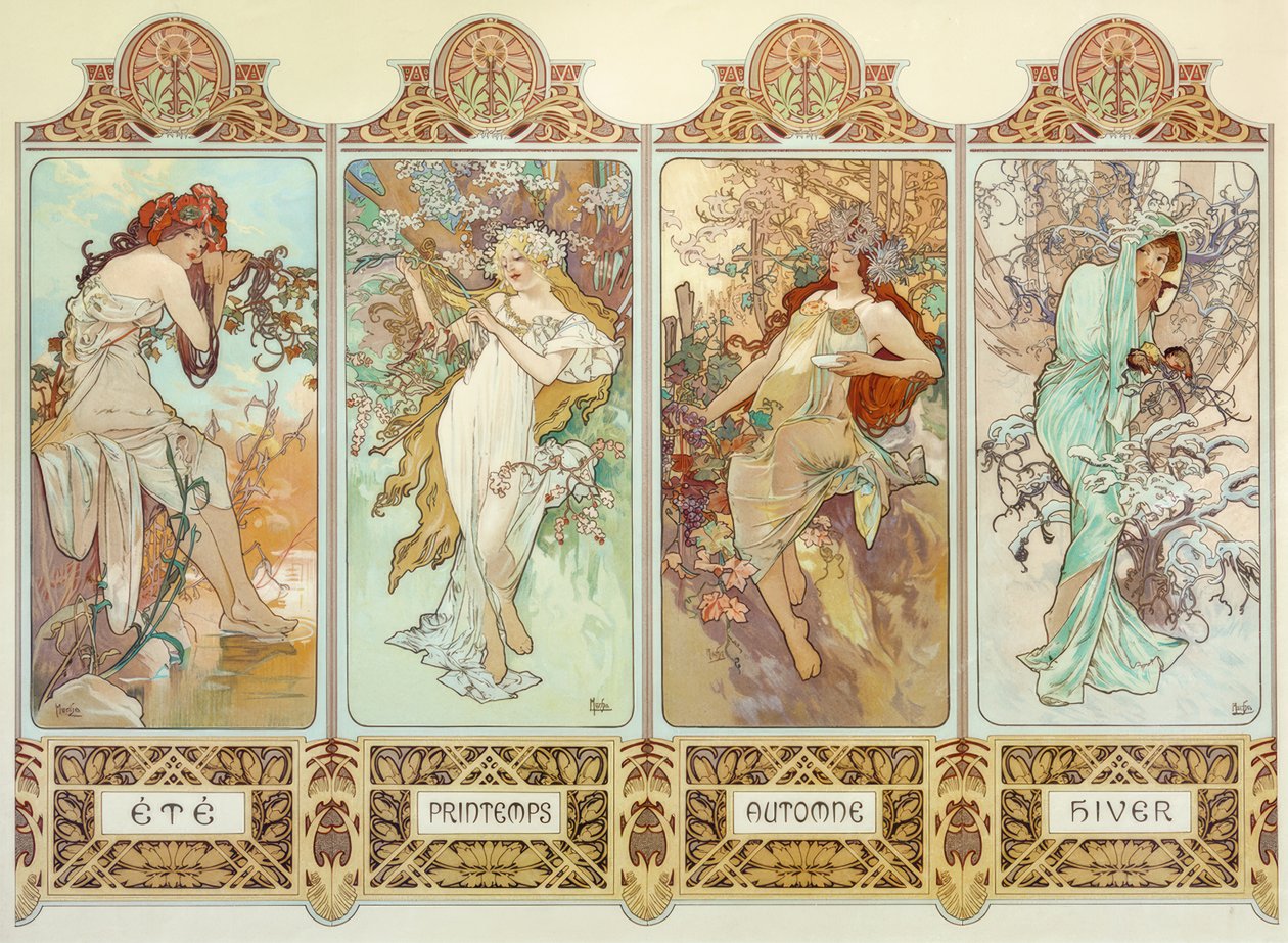 Dört mevsim by Alphonse Mucha