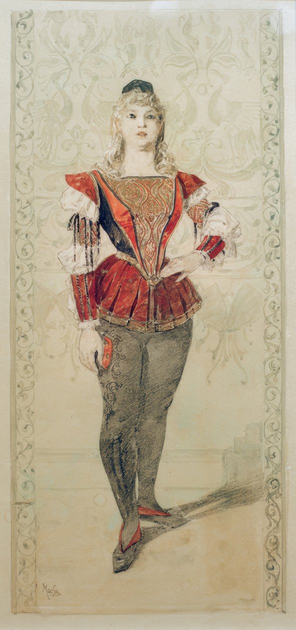Tiyatroda Kostüm by Alphonse Mucha