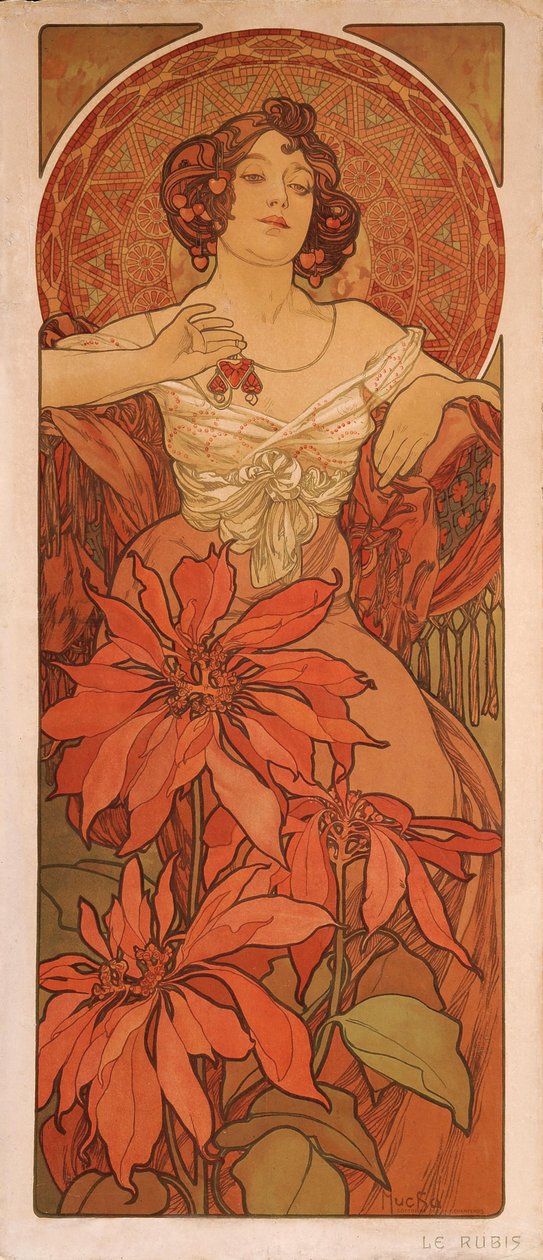Ruby diziden Taşlar by Alphonse Mucha