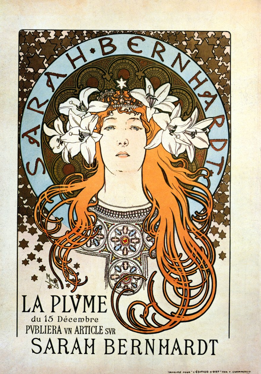 Sarah Bernhardt, La Plume, 15 Aralık 1896 by Alphonse Mucha