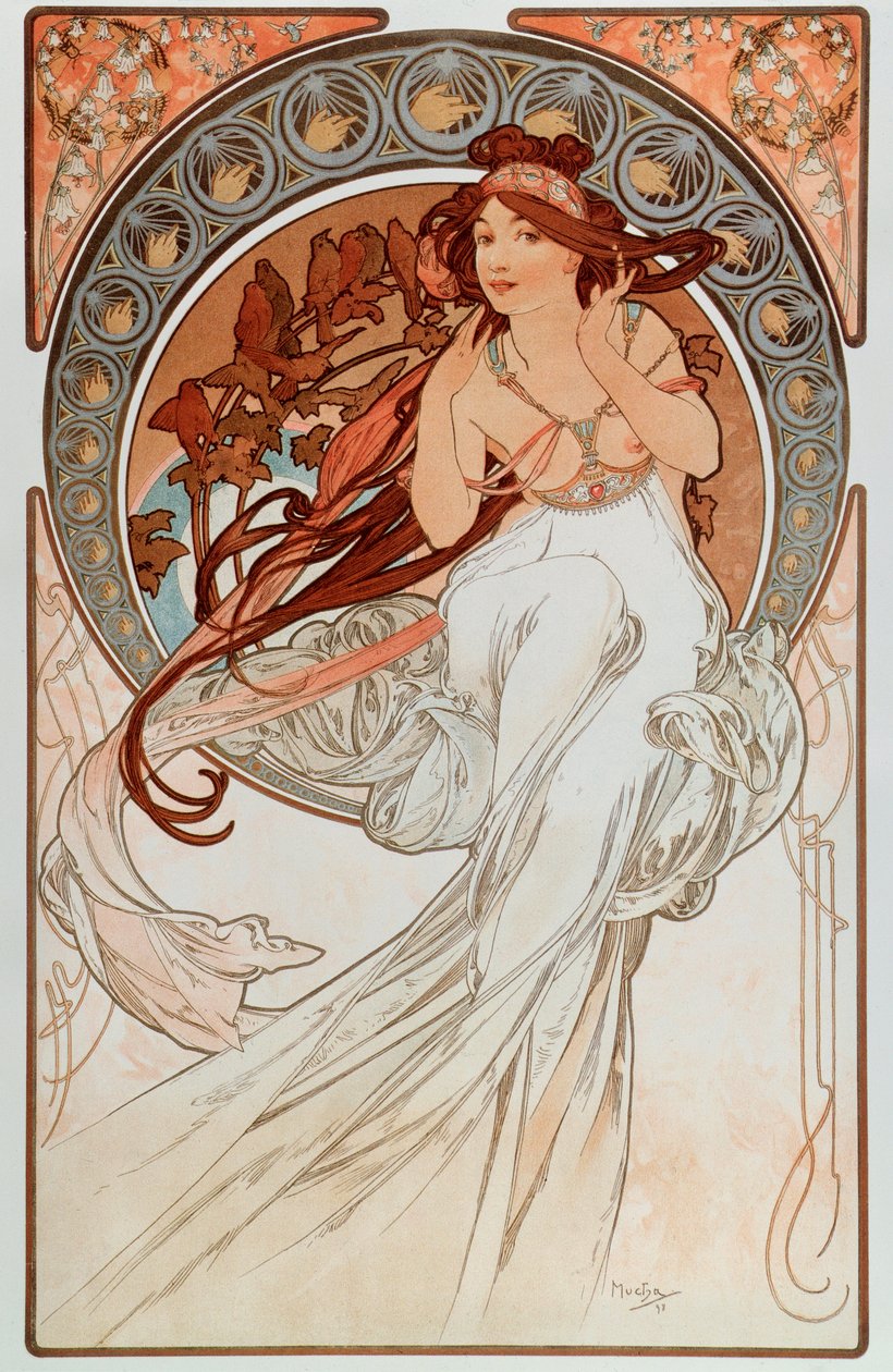 Müzik. Bir dizi litografiden by Alphonse Mucha