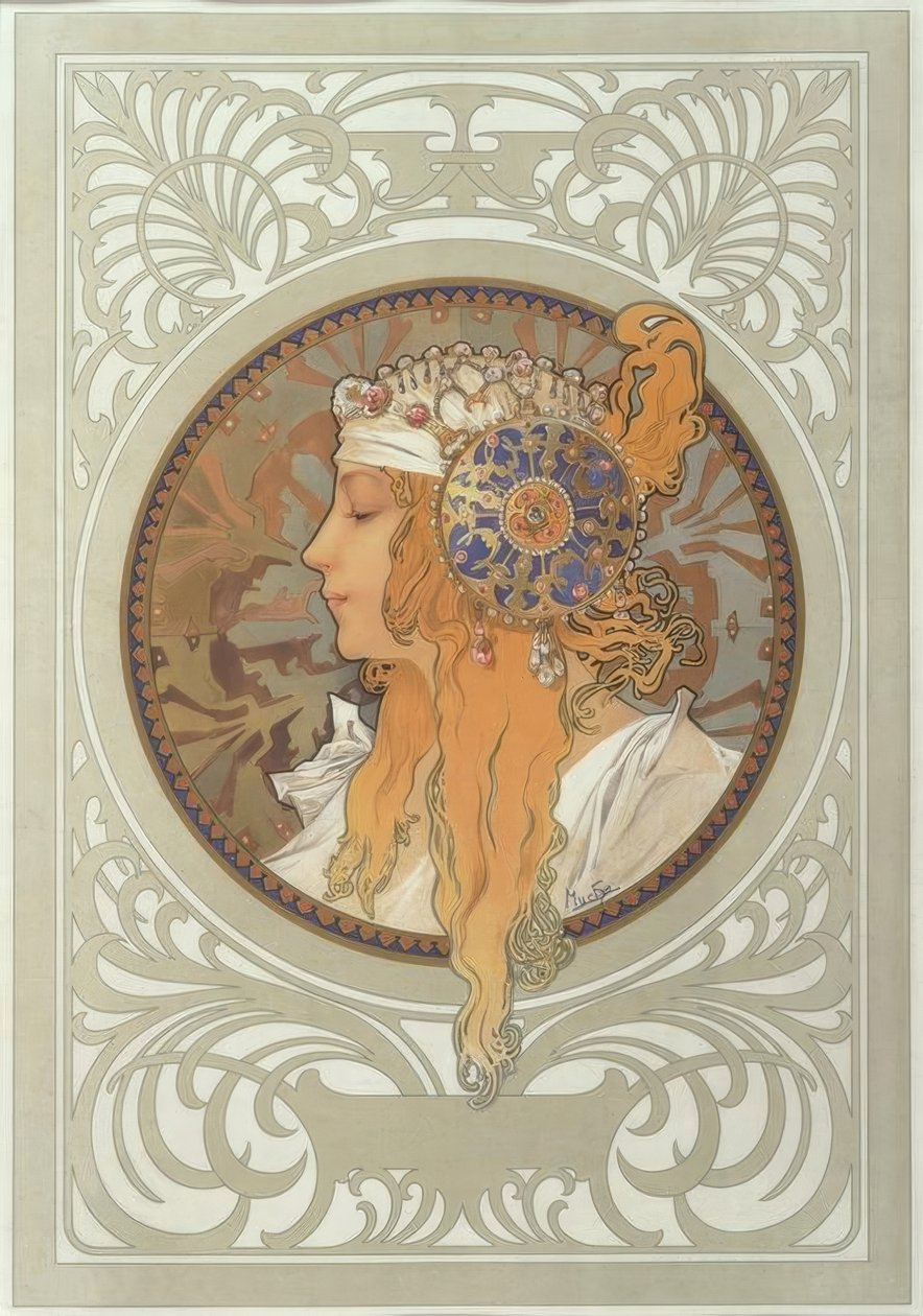 Bizans başı: Sarışın by Alphonse Mucha