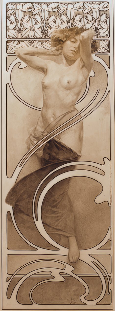 Tablo 10 için ön çizim by Alphonse Mucha