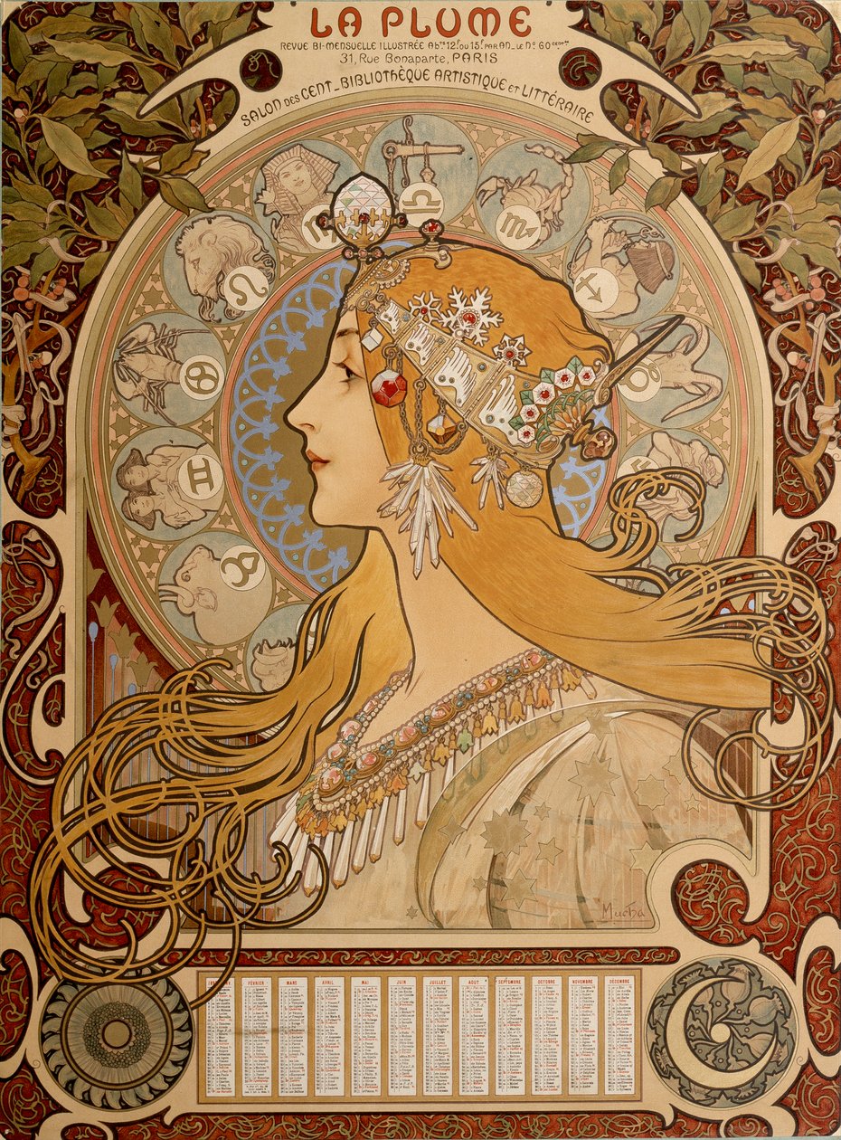 Zodyak takvimi, 1897. by Alphonse Mucha