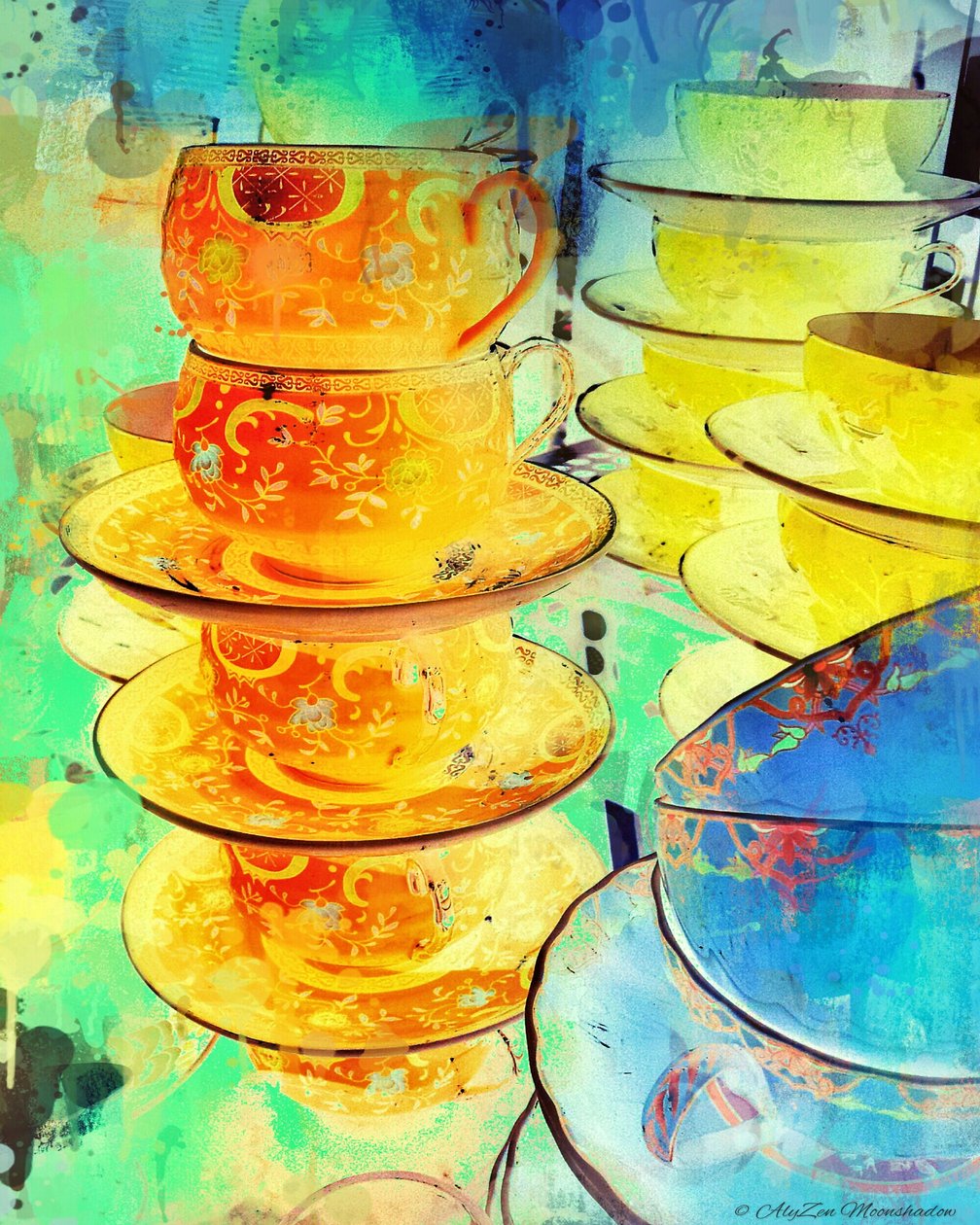 Orange and Gold Stack, 2014, (dijital karışık medya fonografisi) by AlyZen Moonshadow