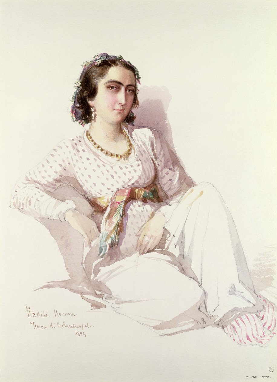 Hadice Hanim - lady from Istanbul, 1852 by Amadeo Preziosi