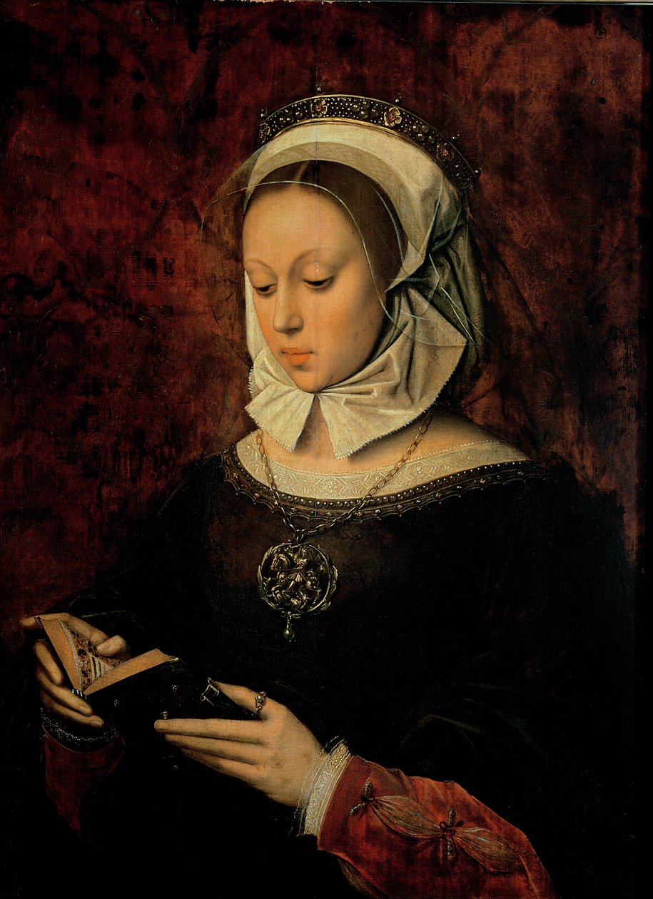 Saatler Kitabı Okuyan Genç Kadın by Ambrosius Benson