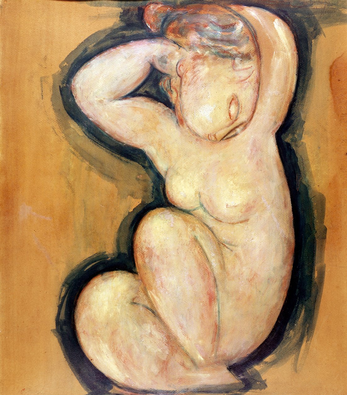 Caryatid, c.1913-14 (karton üzerine yağlı boya) by Amedeo Modigliani