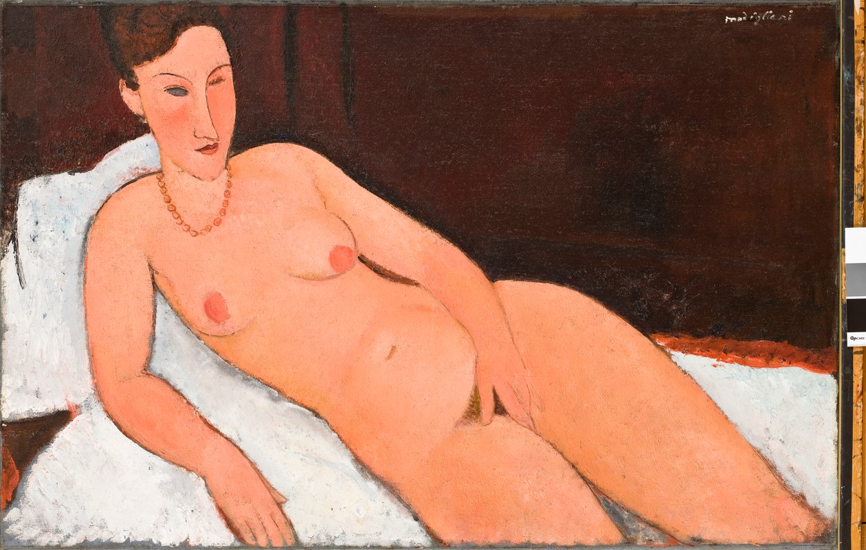 Mercan Kolyeli Nude by Amedeo Modigliani