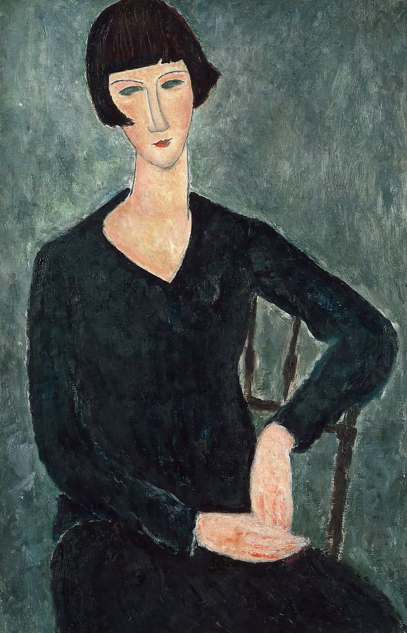 Mavi elbiseli bir kadın, 1918-1919. by Amedeo Modigliani