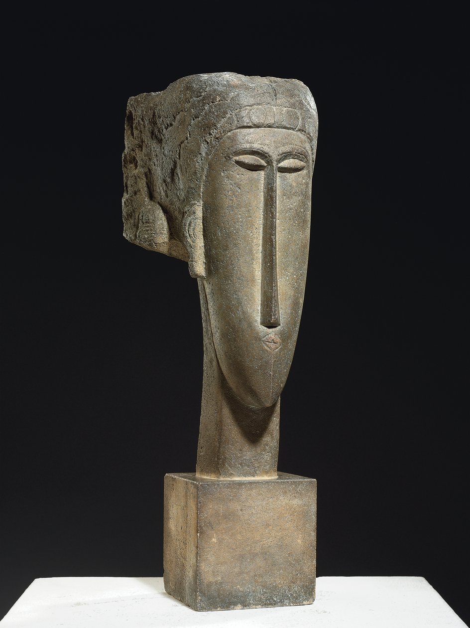 Kafa, c.1910-12 (kireçtaşı) by Amedeo Modigliani