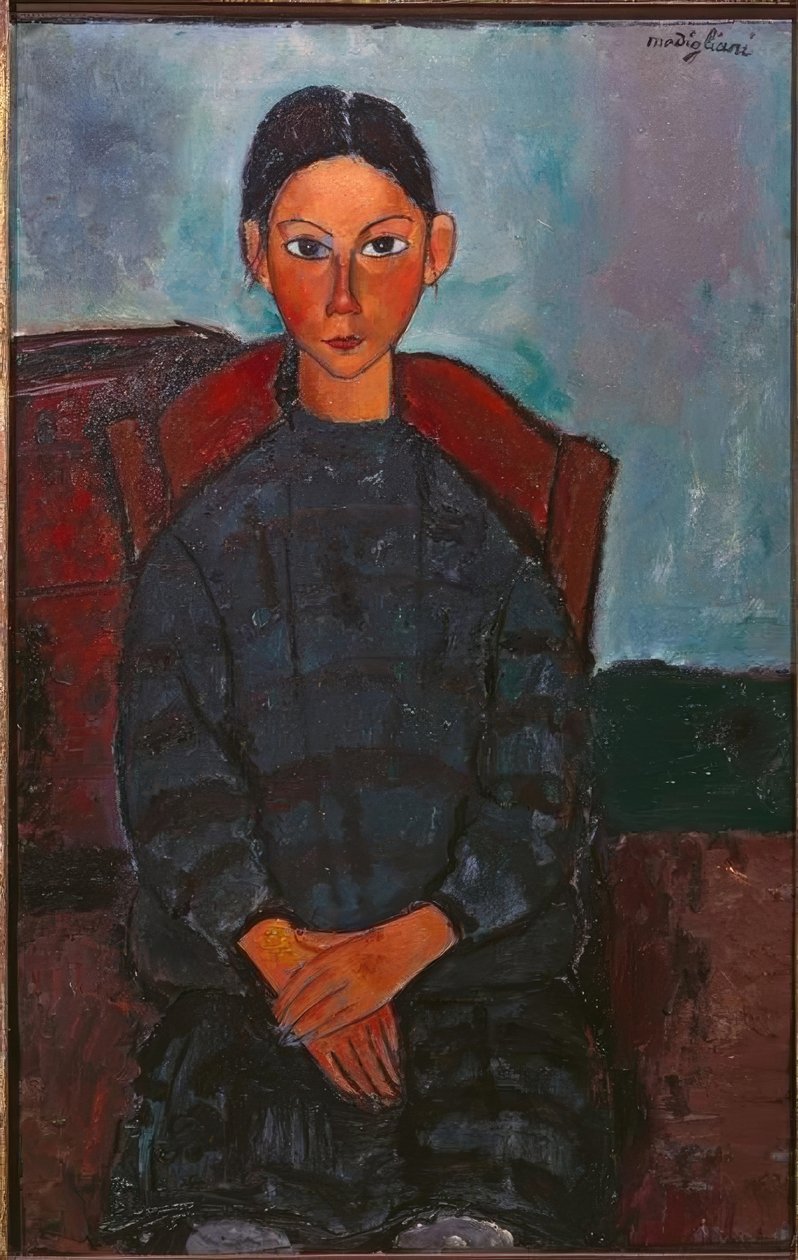 siyah önlüklü kız by Amedeo Modigliani