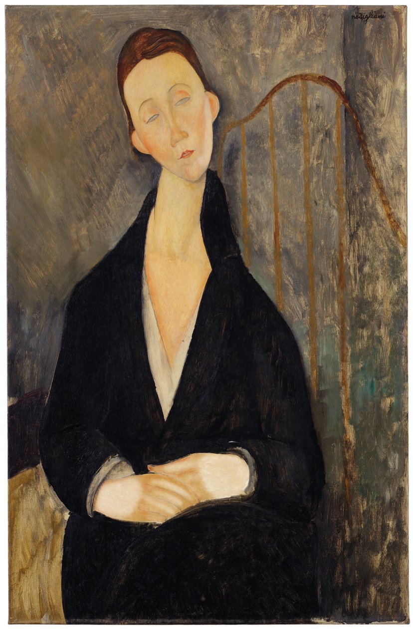 Lunia Czechowska (siyah elbiseli) by Amedeo Modigliani