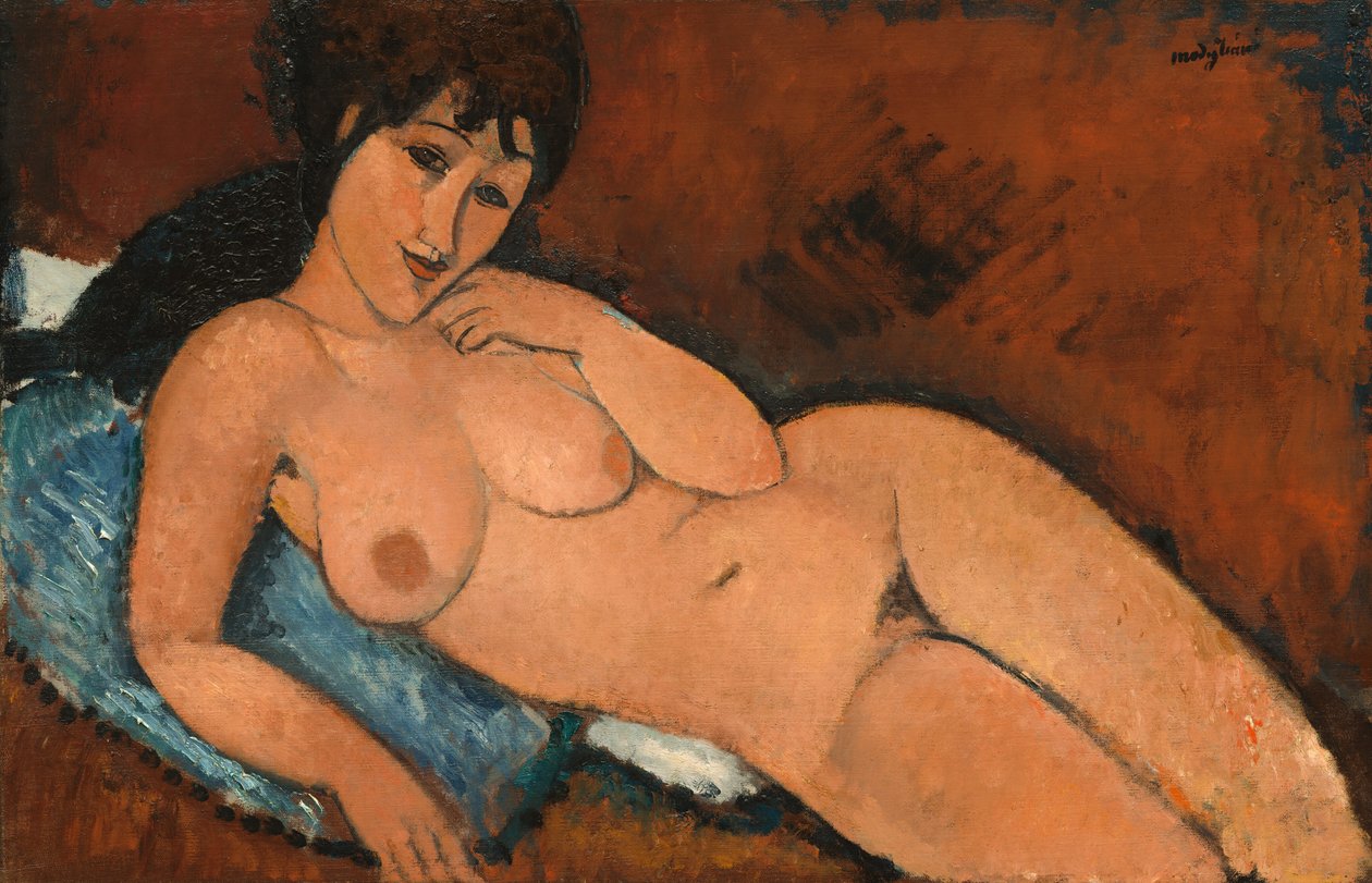 Mavi Bir Yastıkta Çıplak by Amedeo Modigliani