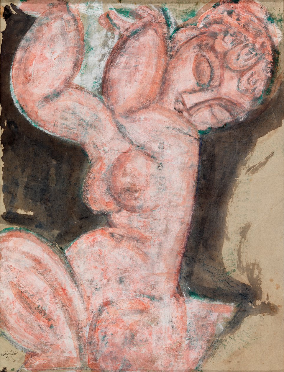 Pembe Çıplak - Caryatid by Amedeo Modigliani