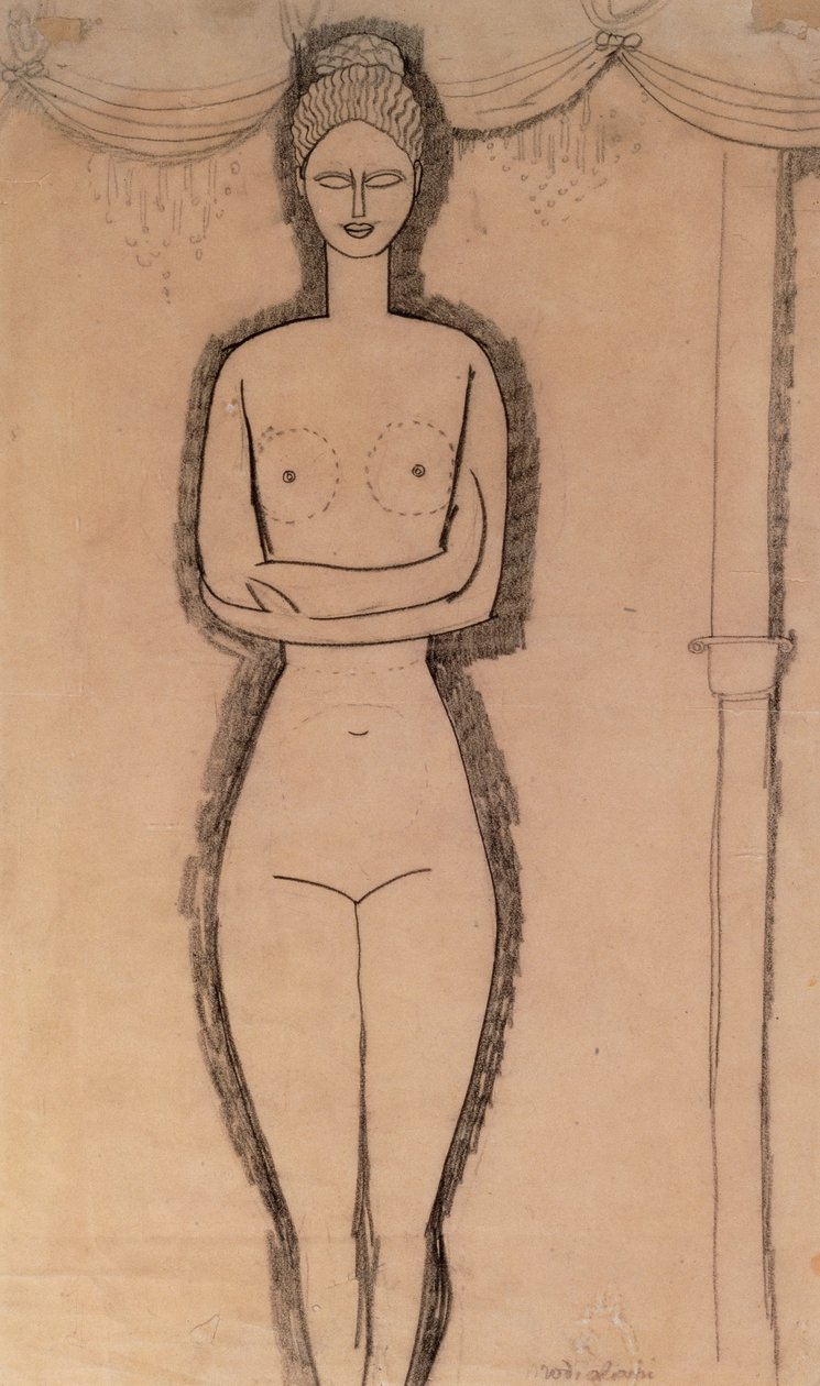 Ayakta Çıplak (kağıt üzerine kalem) by Amedeo Modigliani
