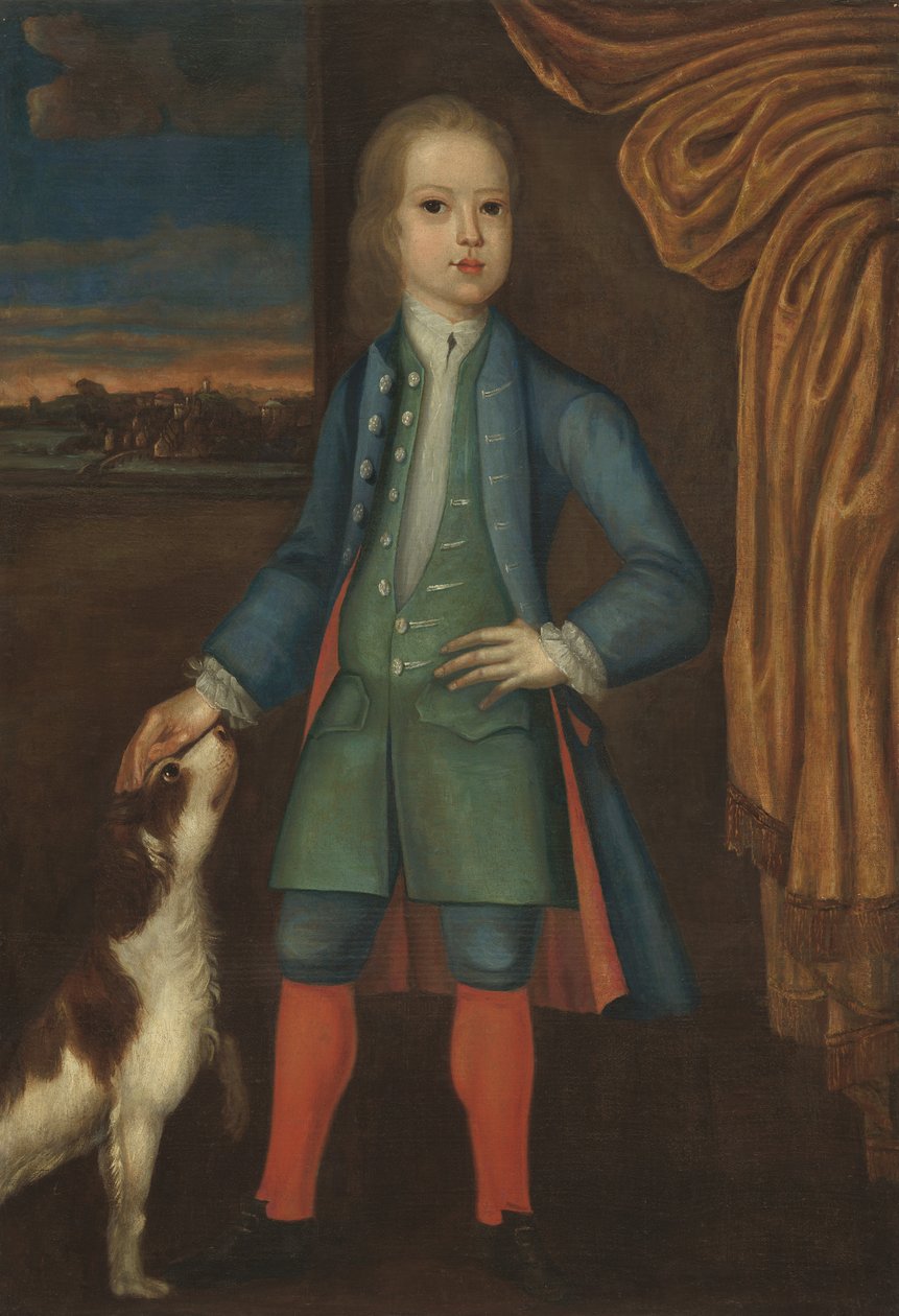 Mavi paltolu çocuk, c.1730 by American School