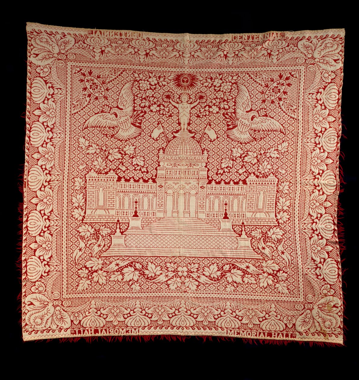 Çift dokuma yatak örtüsü, c.1876 (pamuk ve yün) by American School