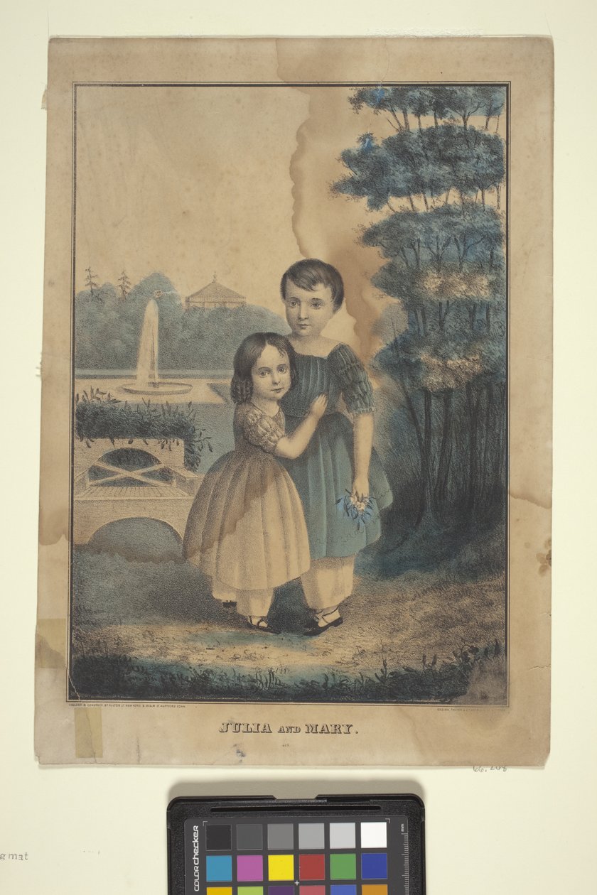 Julia And Mary (elle renklendirilmiş litografi) by American School