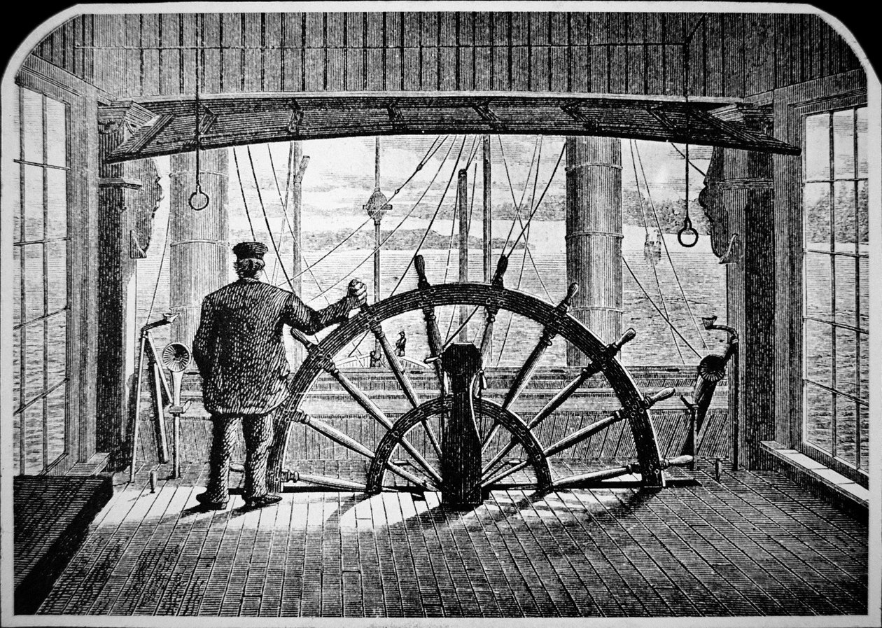 Tekerlek yuvasındaki vapur pilotu, 1870 dolayları (gravür) by American School
