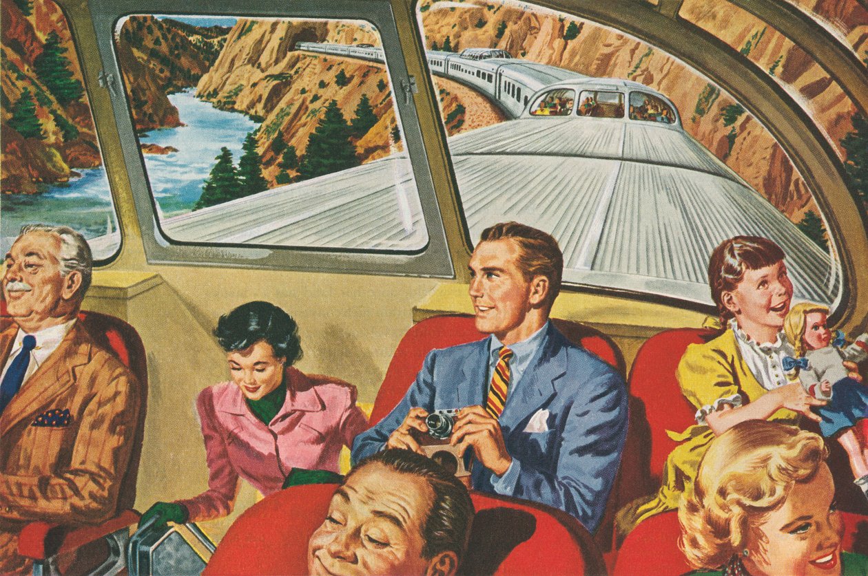 Fütüristik Bir Tren Gezisinin Keyfini Çıkaran Gezginler by American School