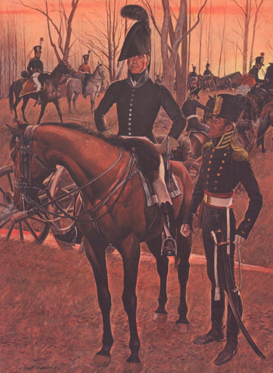ABD Atlı Ağır Silahları, c.1812 (renkli taş) by American School