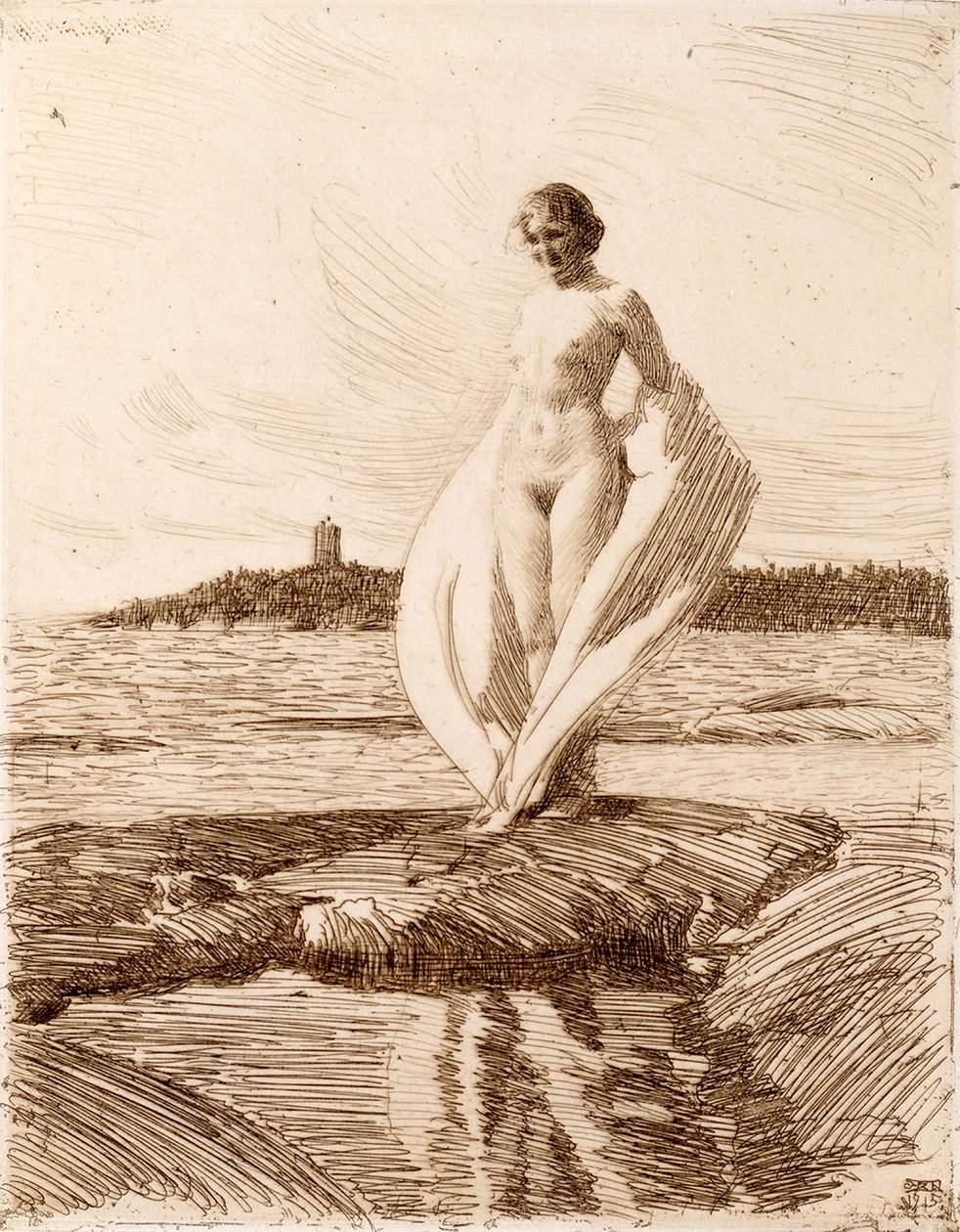 eşarp ile kadın by Anders Leonard Zorn
