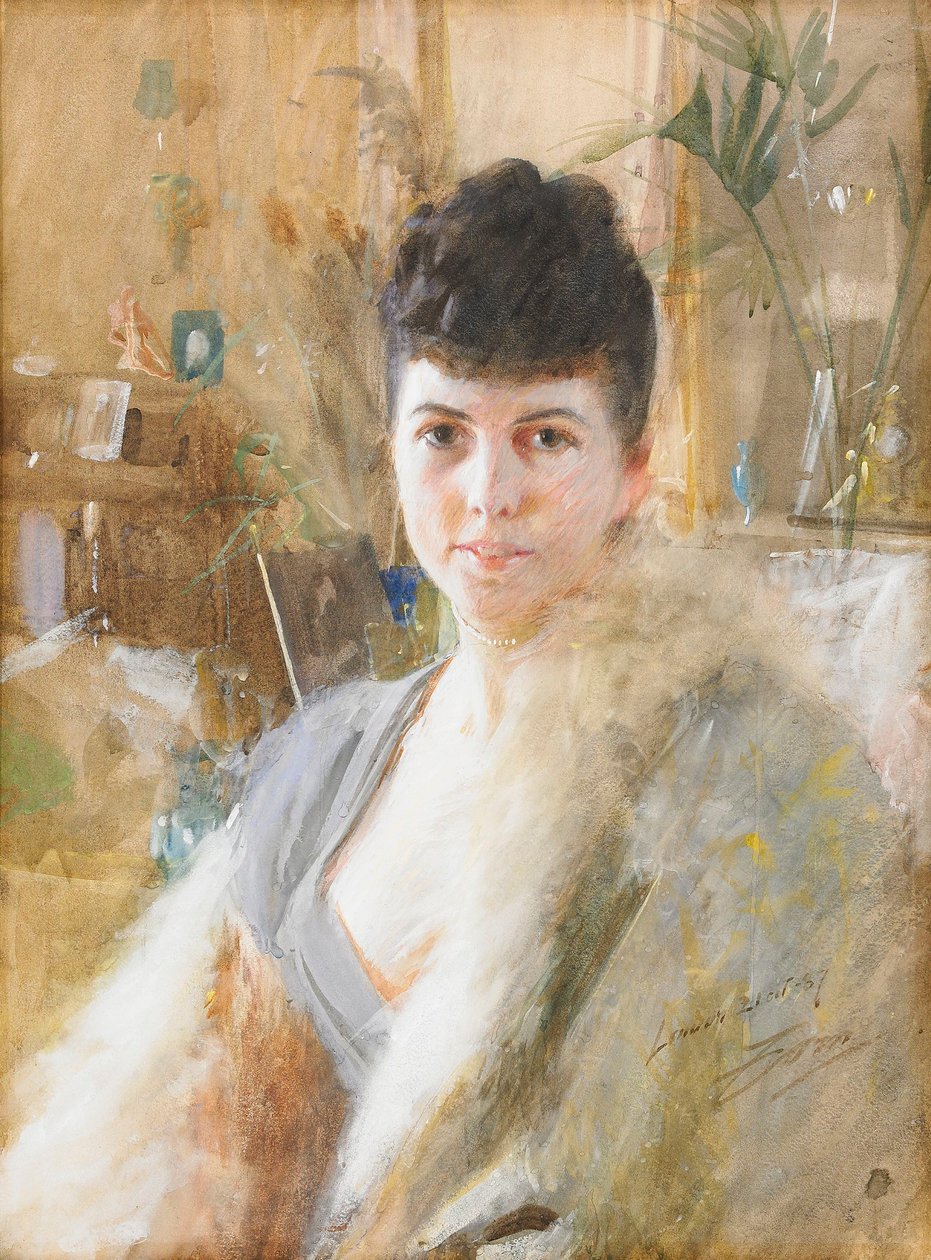 Kürk pelerinli bayan by Anders Leonard Zorn