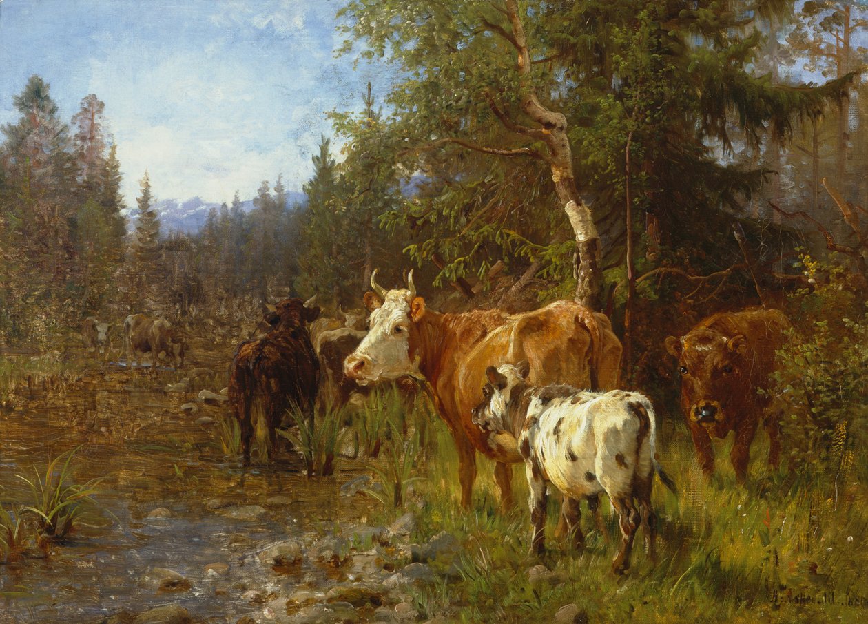 Su direğinin yanındaki inekler by Anders Askevold
