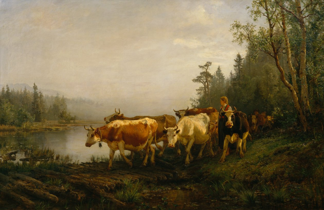 Orman gölünün yanında sütçü kız by Anders Askevold