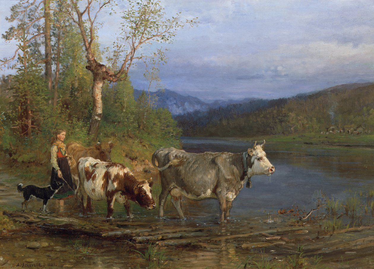 İnekler ile sütçü by Anders Askevold