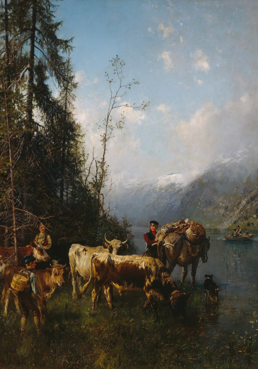 İnekler ile fiyort manzara by Anders Askevold