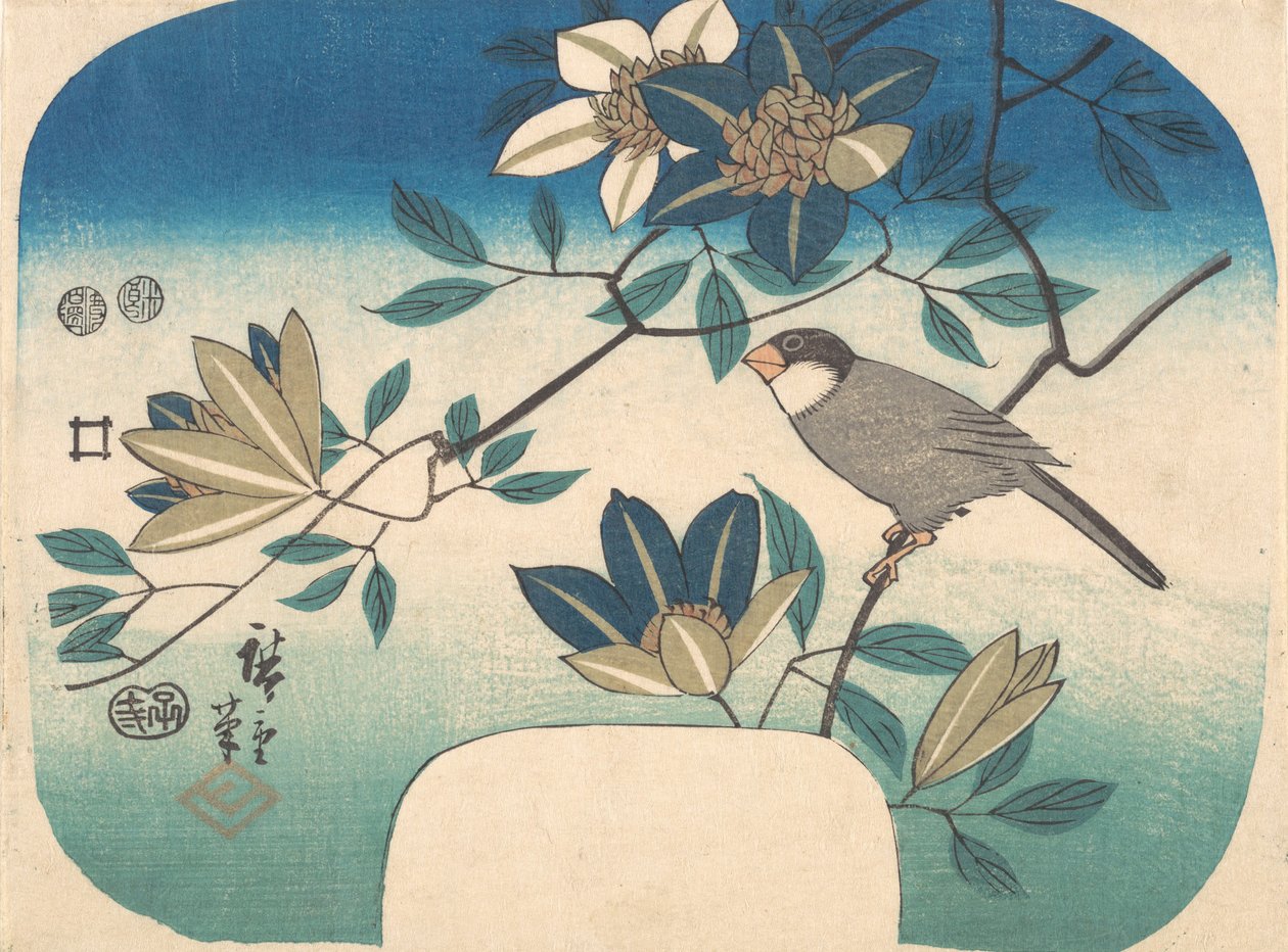 Akasma ve Kuş, 1852., 1852. by Ando Hiroshige