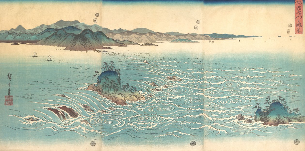 Naruto'daki Rapids, 1857., 1857. by Ando Hiroshige