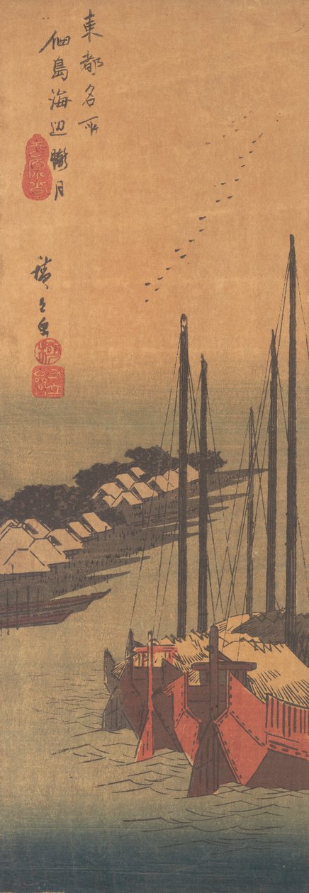 Tsukudajima hiçbir Oborozuki. by Ando Hiroshige