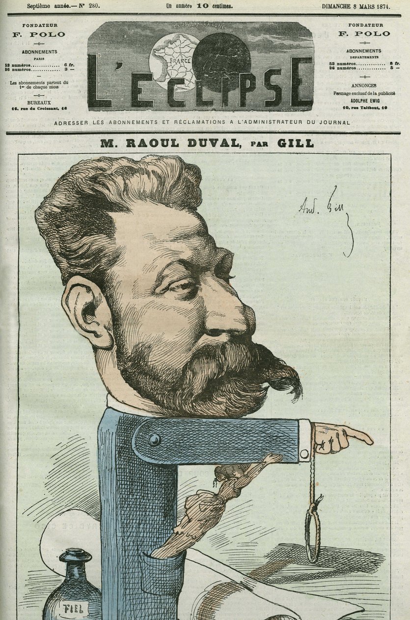 Fernand Raoul-Duval (Fernand Raoul Duval) tarafından çizilen karikatür by Andre Gill