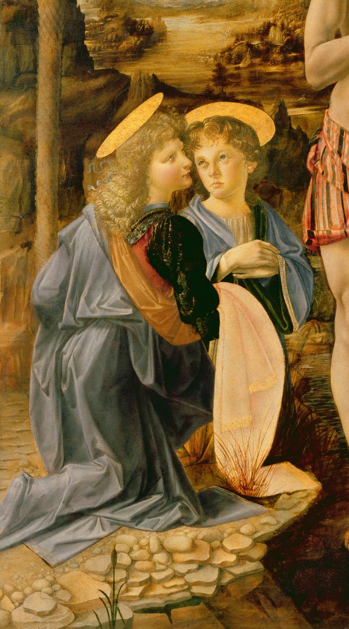 The Baptism of Christ by John the Baptist, c.1475  (detail of 362326) by Leonardo da Vinci