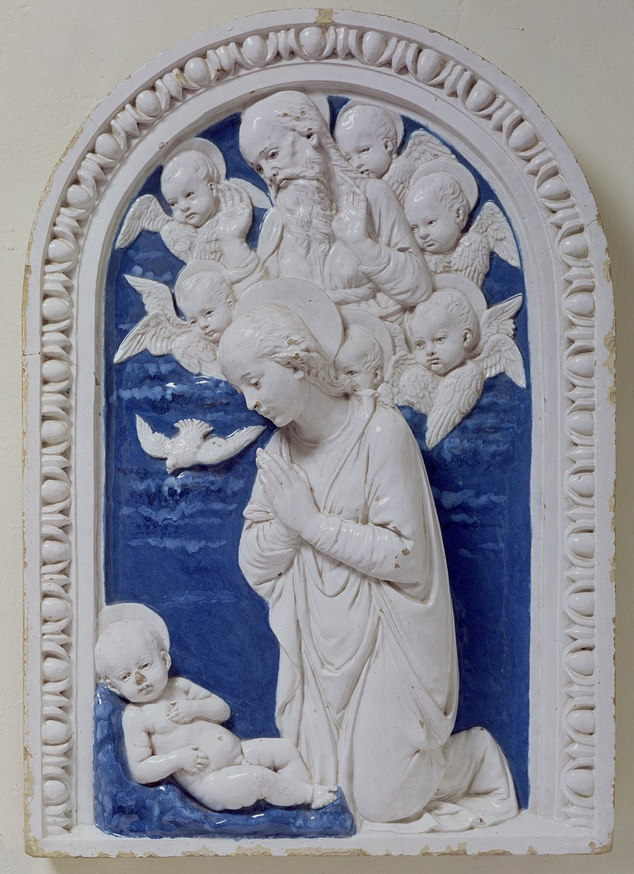 Madonna ve Çocuk (sırlı pişmiş toprak) by Andrea Della Robbia