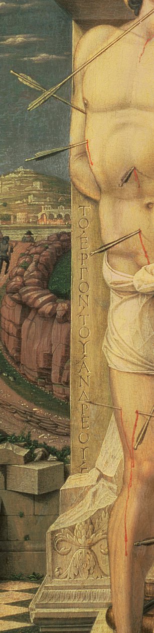 Aziz Sebastian (detay), c.1459 (panelde sıcaklık) by Andrea Mantegna