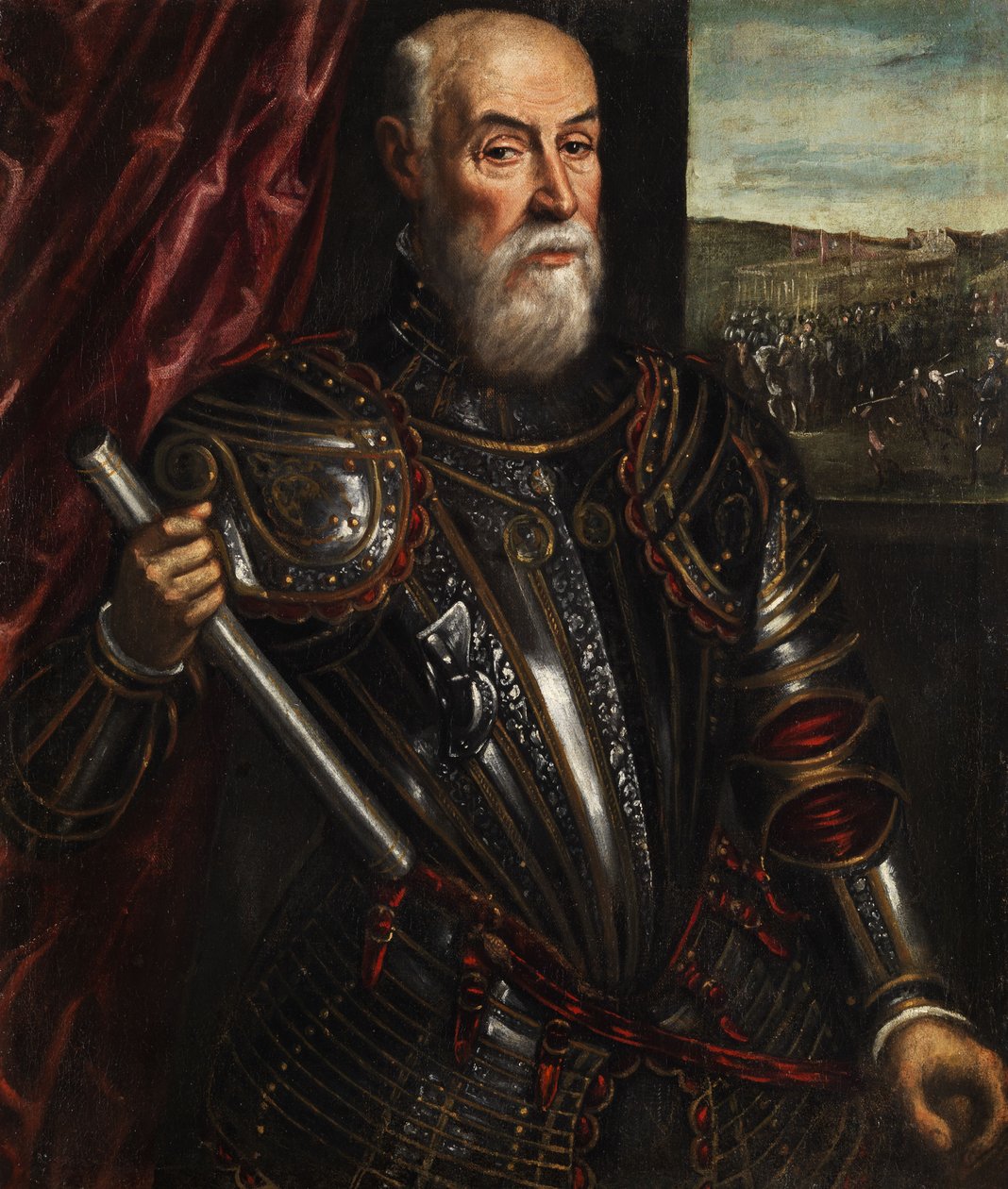 Venedikli bir generalin portresi. by Andrea Vicentino