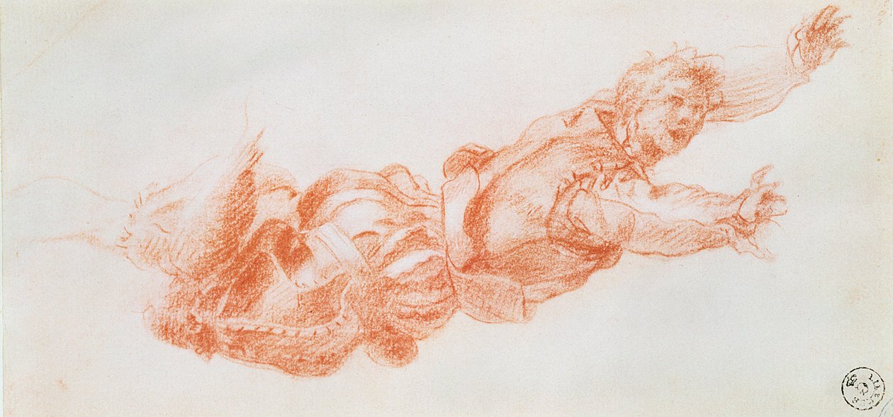 Sağ bacağından asılı duran bir adamın incelenmesi (kağıt üzerinde tebeşir) by Andrea del Sarto