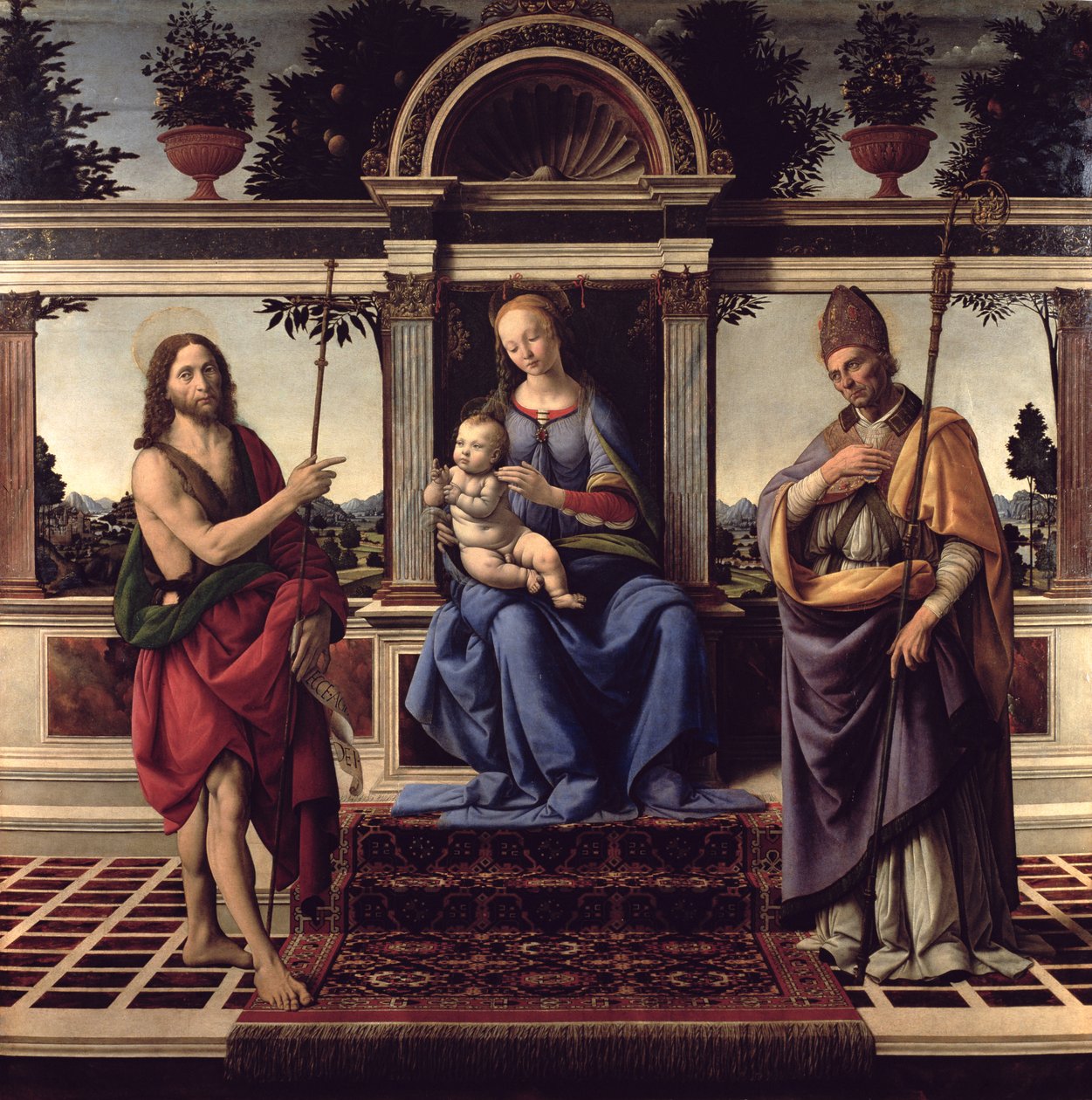 Vaftizci Yahya ve Donatus ile Madonna, c.1475-83 by Andrea del Verrocchio