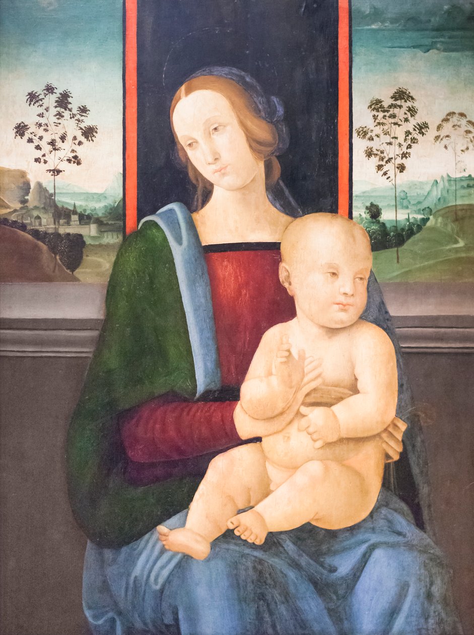 Çocuklu Madonna (ahşap üzerine yağlıboya) by Andrea Ingegnio