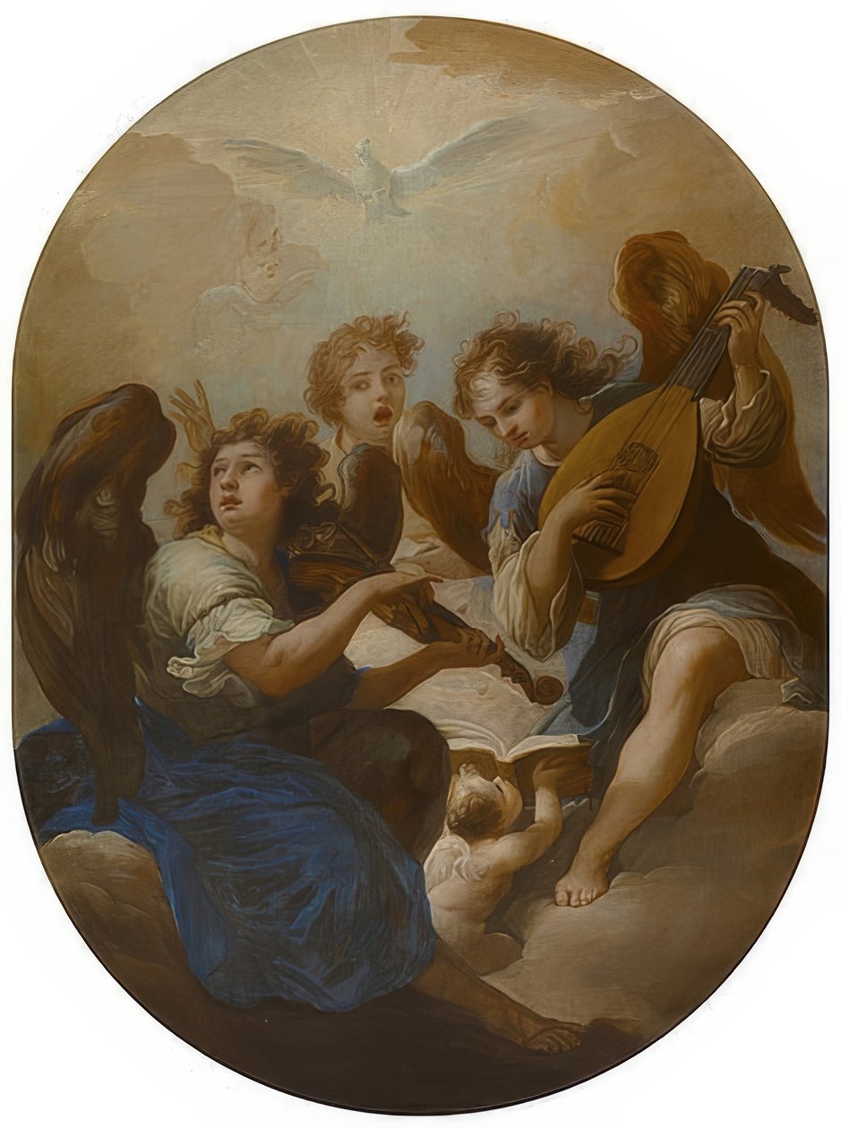 Müzik yapan üç melek. 1720
