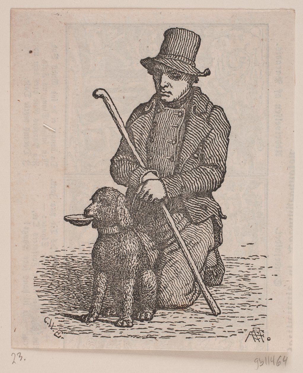 Kaniş köpeğiyle diz çökmüş yalvarıyor by Andreas Flinch