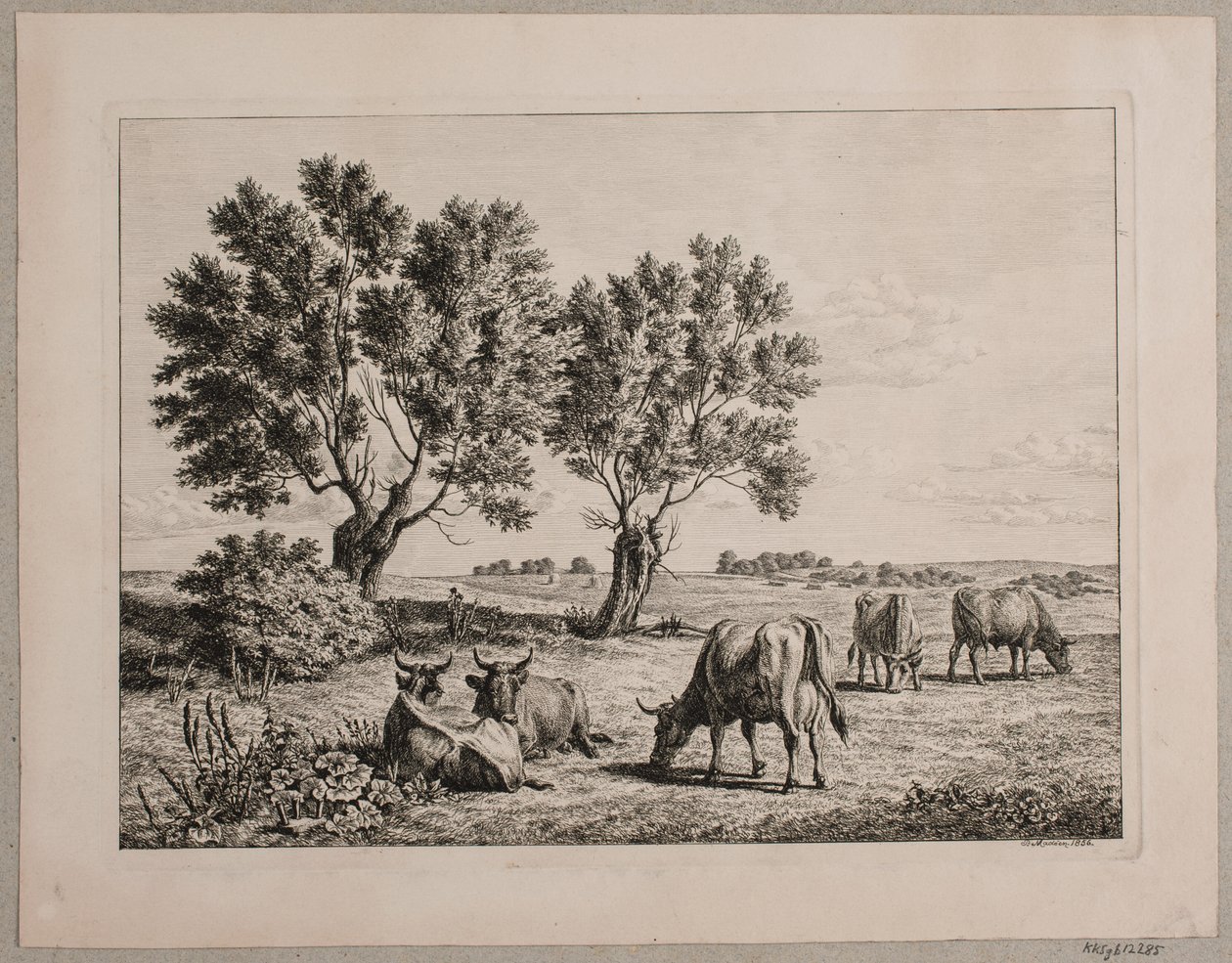 Sığır otlayan manzara by Andreas Peter Madsen