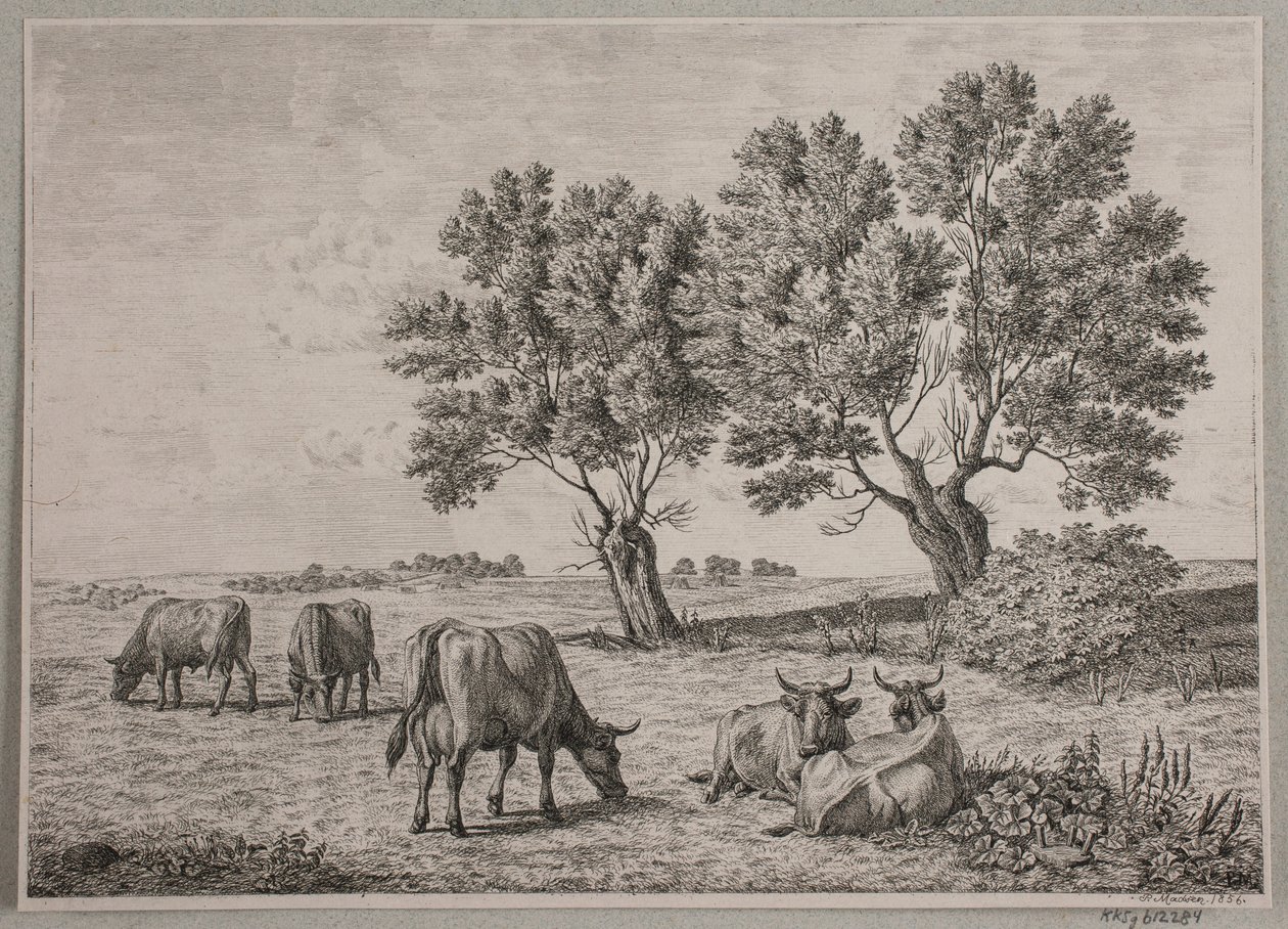 Sığır otlayan manzara by Andreas Peter Madsen
